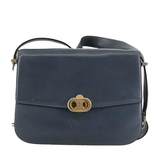 CELINE Shoulder Bag Leather Blue - Picture 2 of 13